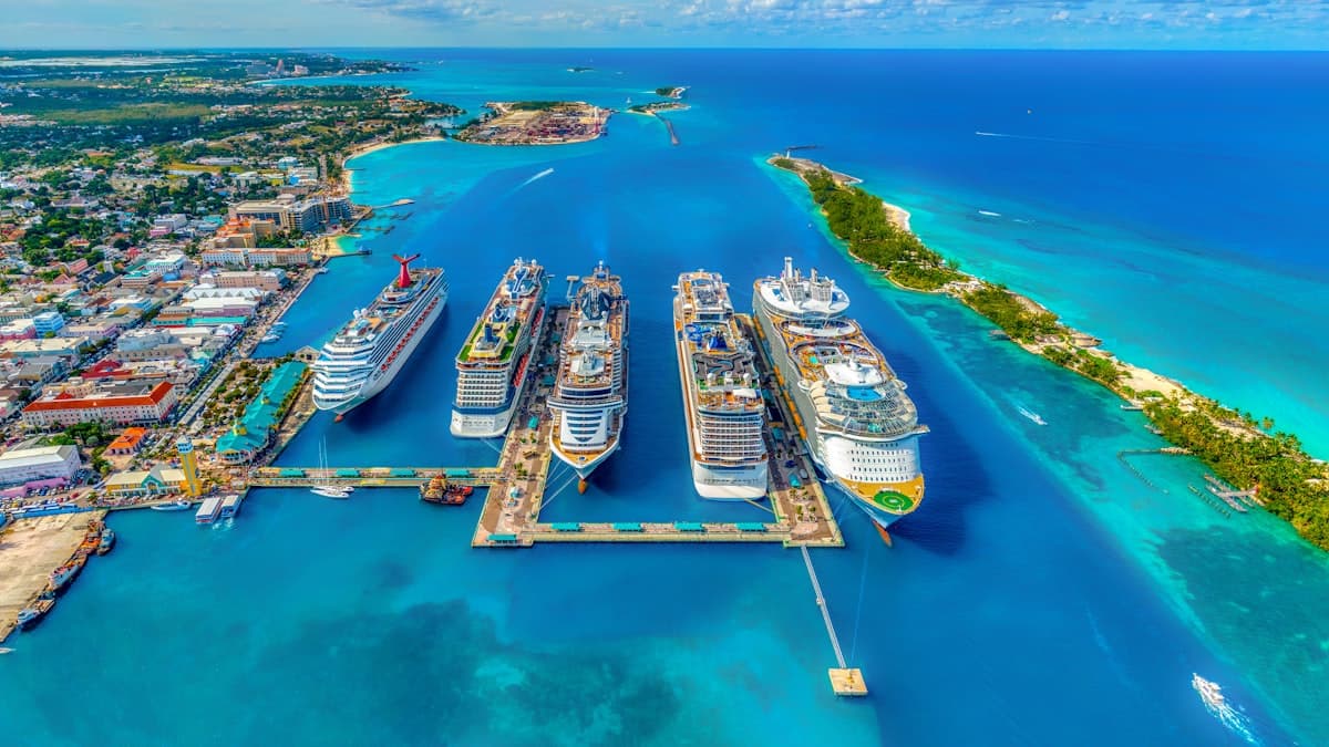 Cruise ship sailing on the open sea for holiday cruise vacations